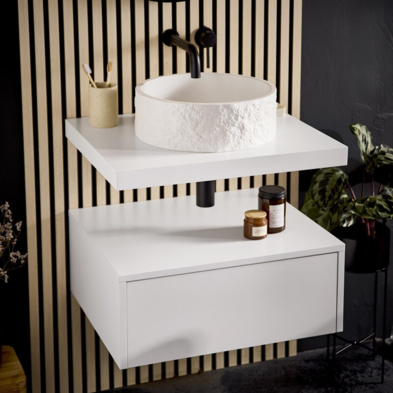 Scudo Shelph 600mm Basin Shelf & Brackets Matt White