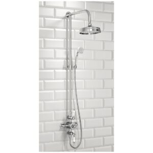 Scudo Traditional Rigid Riser Shower with Fixed Head & Handset