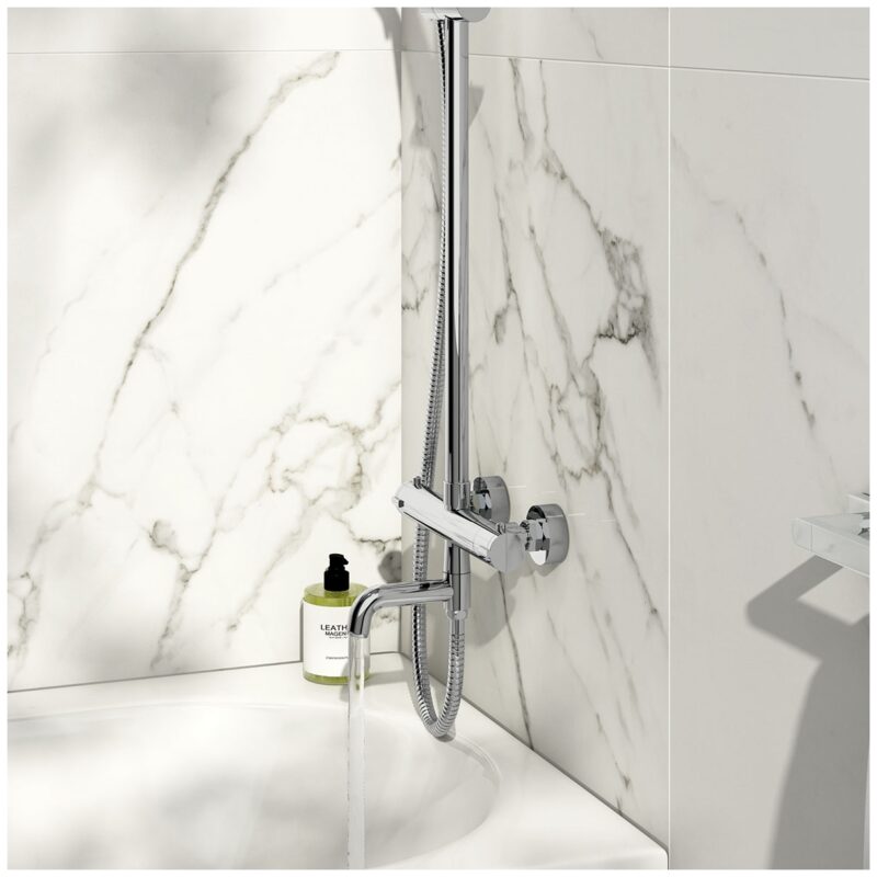 Scudo Solar Round Rigid Riser Shower with Bath Filler