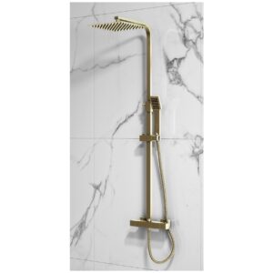 Scudo Elliot Brushed Brass Square Rigid Riser Shower