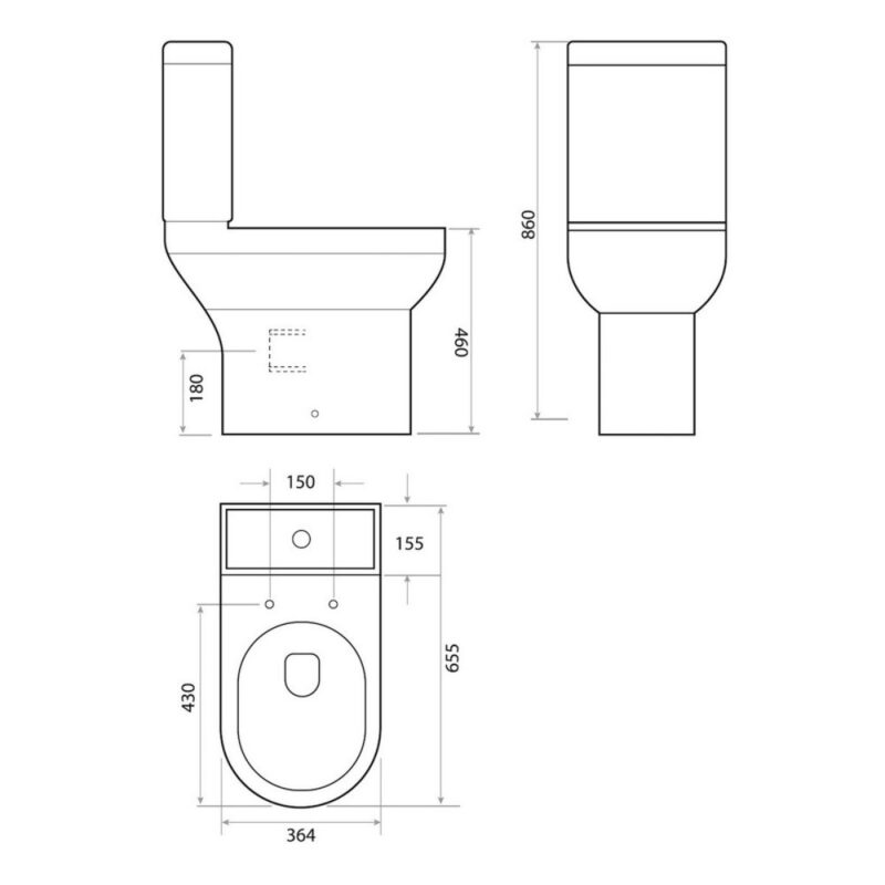Scudo Spa Comfort Height Open Back Pan with Cistern & Soft Close Seat