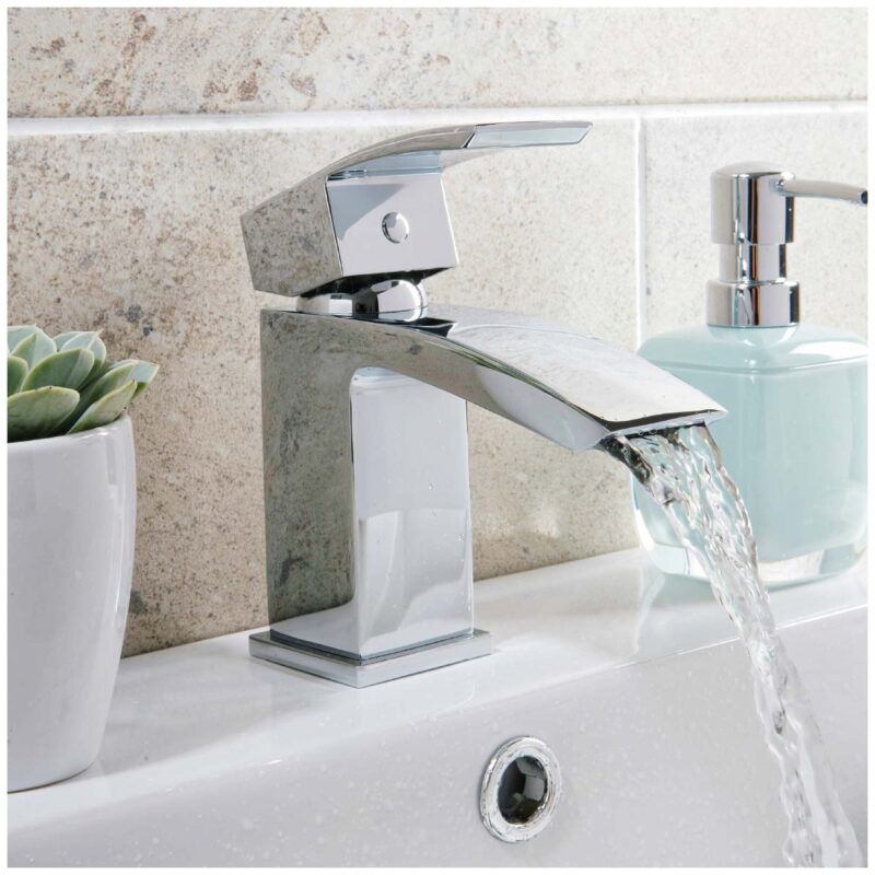 Scudo Descent Mono Basin Mixer Tap with Push Waste