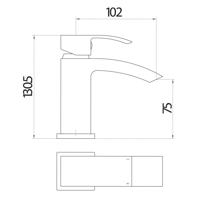 Scudo Descent Mini Mono Basin Mixer with Push Waste