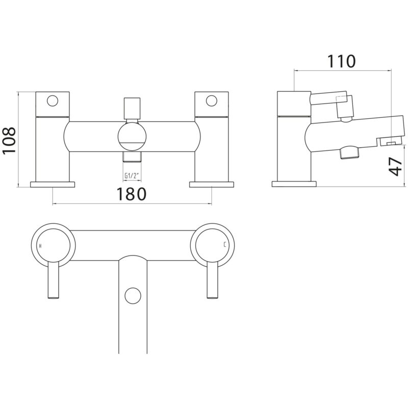 Scudo Premier Bath Shower Mixer with Shower Kit & Wall Bracket