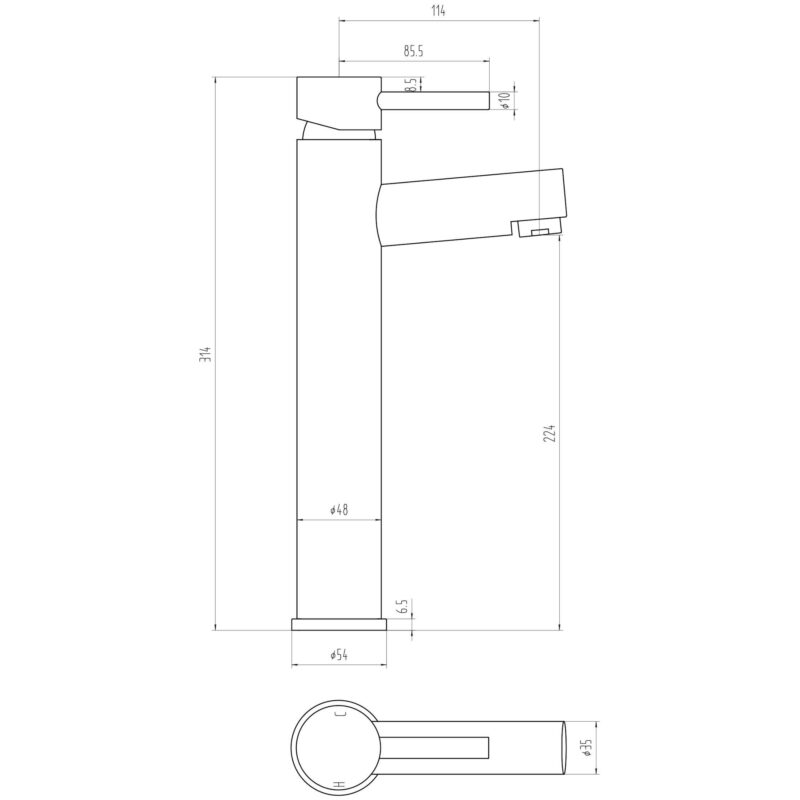 Scudo Premier Tall Basin Mixer Tap No Waste