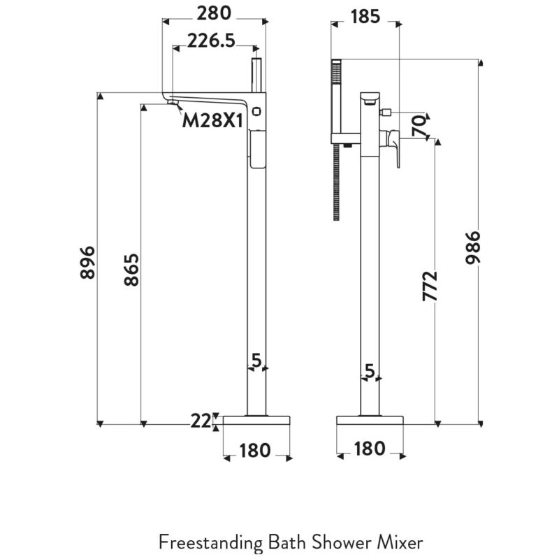 Scudo Muro Freestanding Bath Shower Mixer Tap