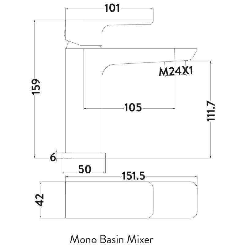 Scudo Muro Mono Basin Mixer Tap with Waste