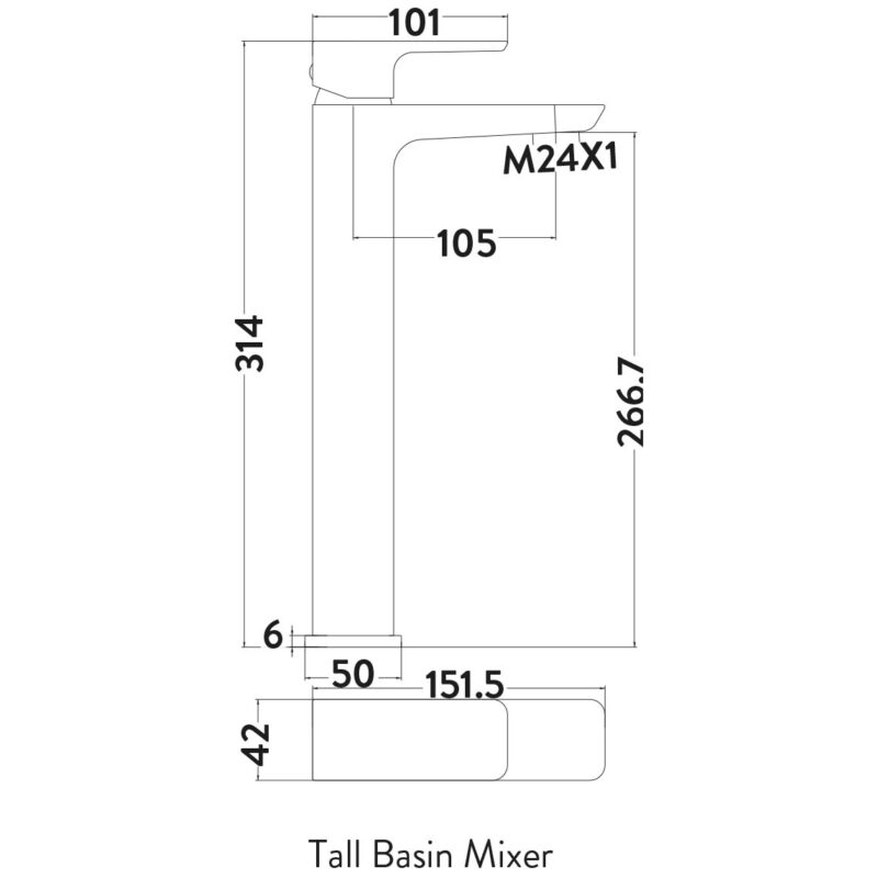 Scudo Muro High Rise Mono Basin Mixer Tap