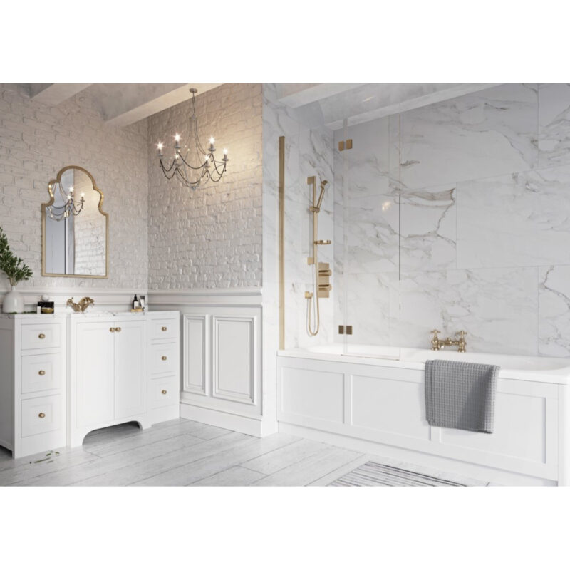 Scudo Thalia Inward Opening Bath Screen Brushed Brass Scudo Thalia Inward Opening Bath Screen Brushed Brass