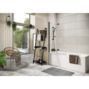 Scudo Thalia Inward Opening Bath Screen Matt Black