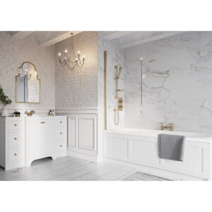 Scudo Thalia Single Panel Bath Screen Brushed Brass