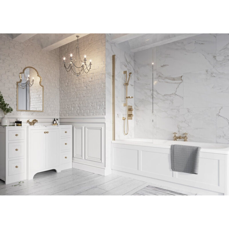 Scudo Thalia Single Panel Bath Screen Brushed Brass Scudo Thalia Single Panel Bath Screen Brushed Brass