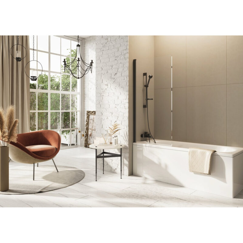 Scudo Thalia Single Panel Bath Screen Gunmetal Scudo Thalia Single Panel Bath Screen Gunmetal