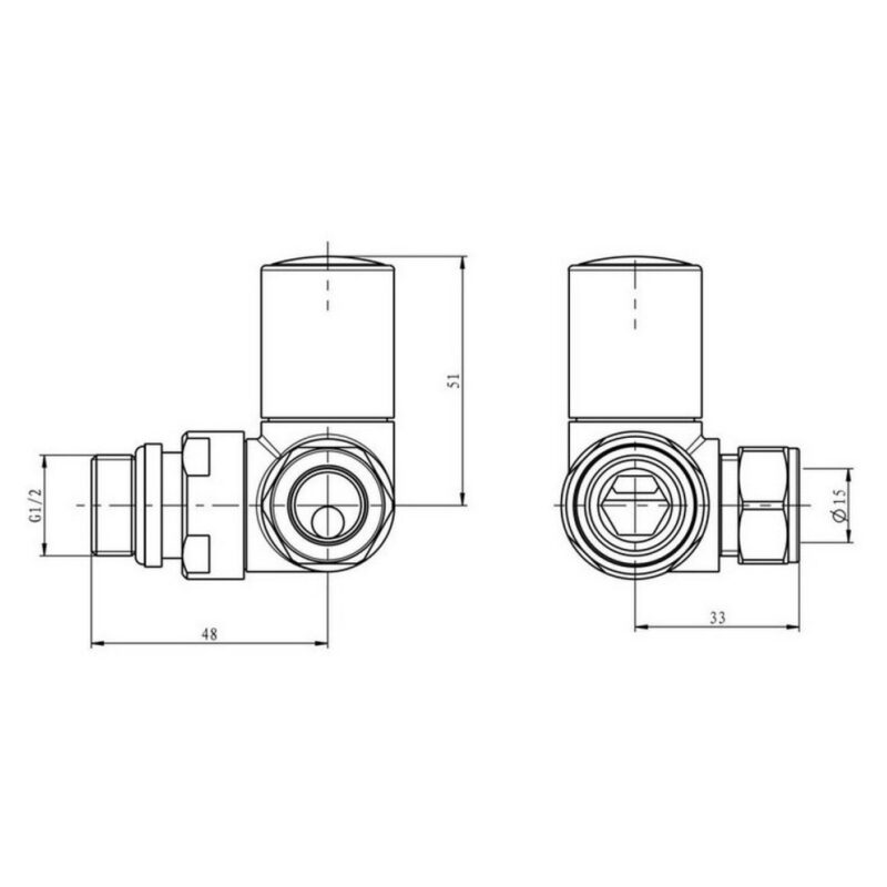 Scudo Modern Corner Radiator Valves Chrome