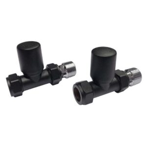 Scudo Modern Straight 15mm Radiator Valves Black