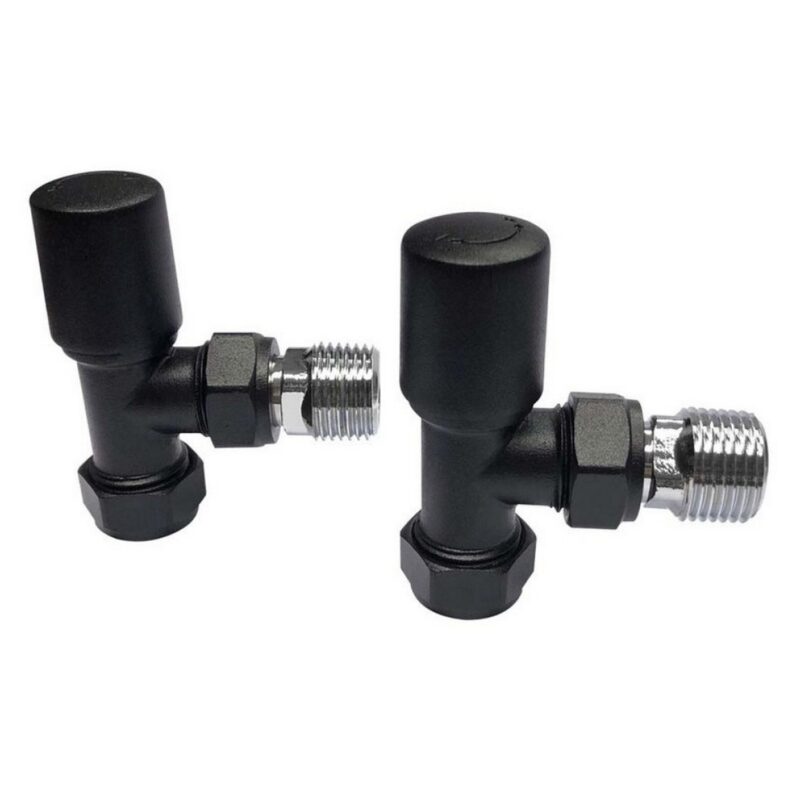 Scudo Modern Angled 15mm Radiator Valves Black Scudo Modern Angled 15mm Radiator Valves Black