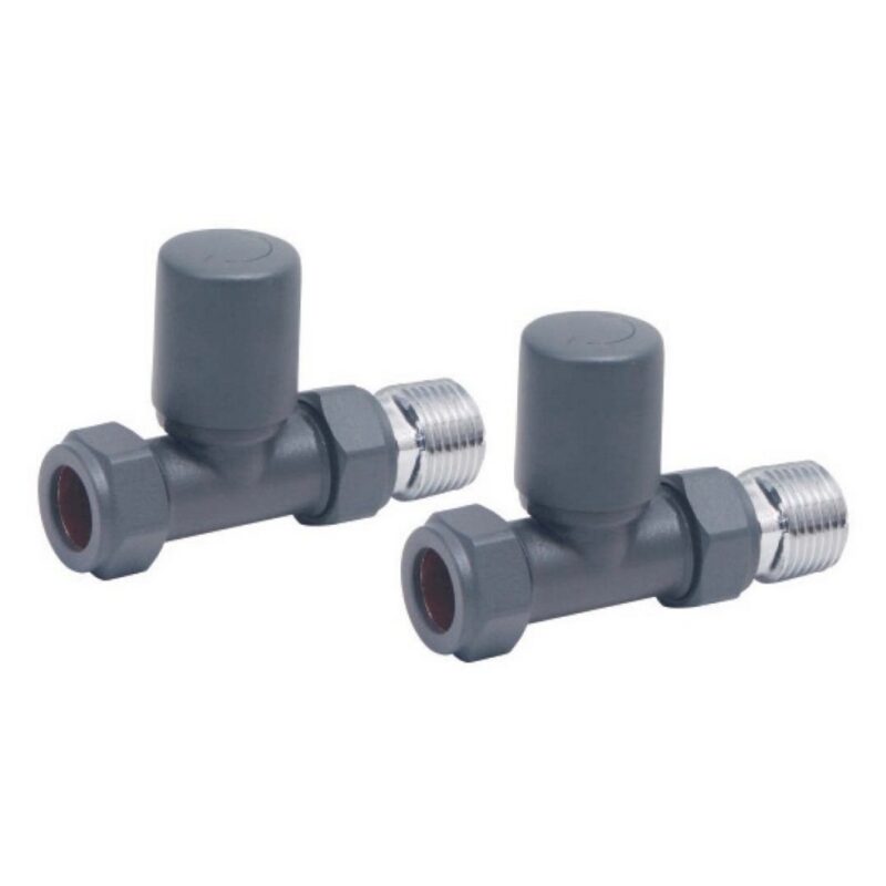 Scudo Modern Straight 15mm Radiator Valves Anthracite Scudo Modern Straight 15mm Radiator Valves Anthracite