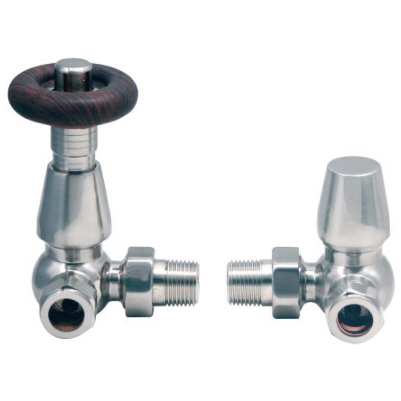 Scudo Designer TRV Corner Radiator Valves Satin Nickel
