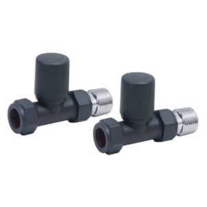 Scudo Modern Straight Radiator Valves Carbon Anthracite