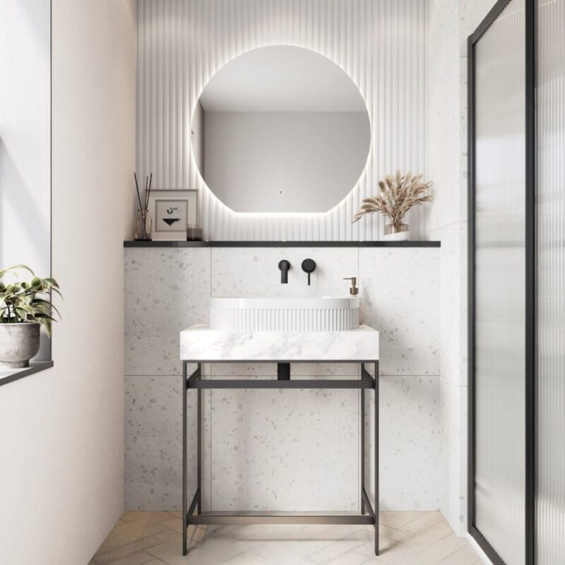 Scudo Fluted 575 x 360mm Oval Countertop Basin
