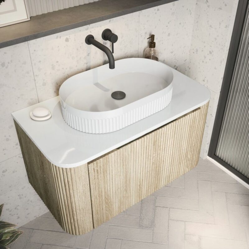 Scudo Fluted 575 x 360mm Oval Countertop Basin