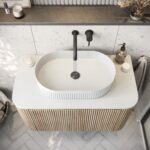 Scudo Fluted 575 x 360mm Oval Countertop Basin