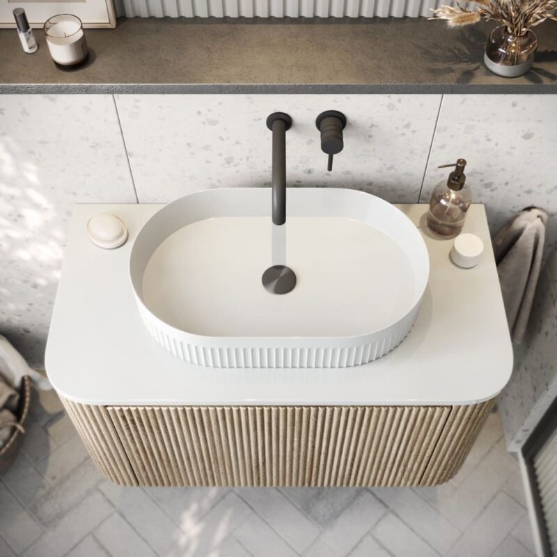 Scudo Fluted 575 x 360mm Oval Countertop Basin