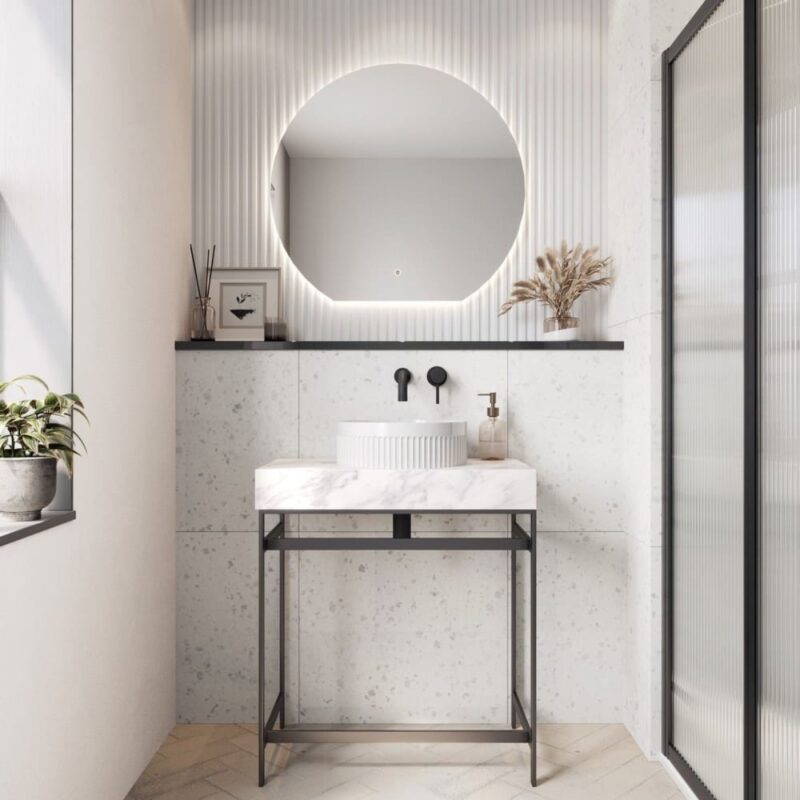 Scudo Fluted 355mm Round Countertop Basin