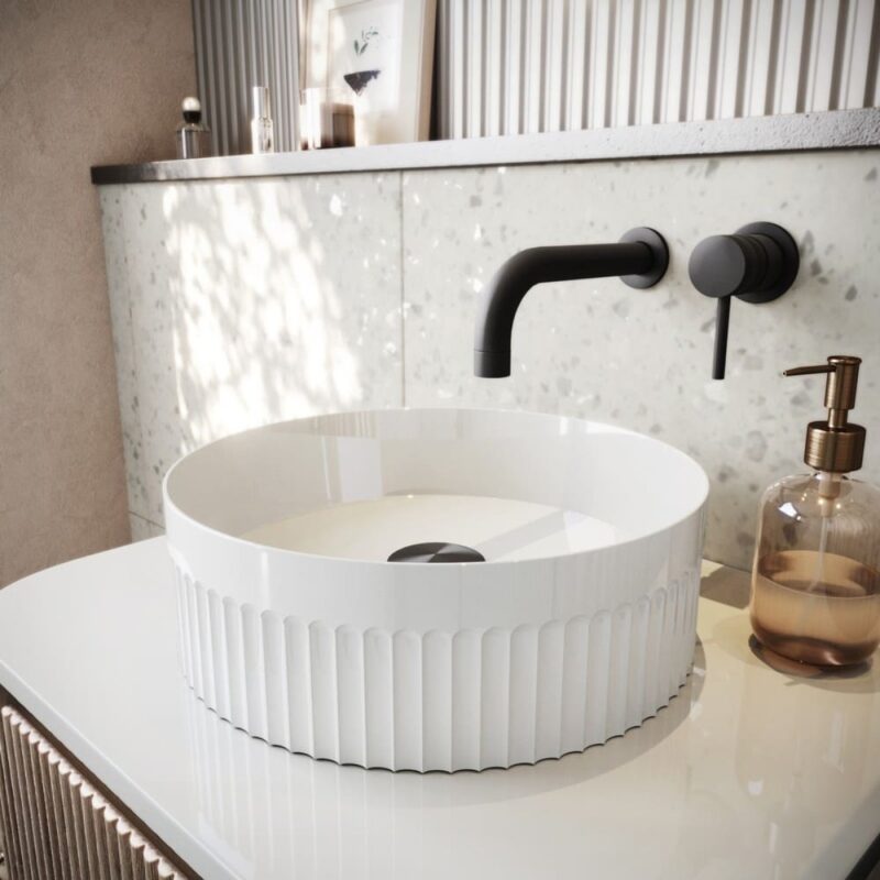 Scudo Fluted 355mm Round Countertop Basin