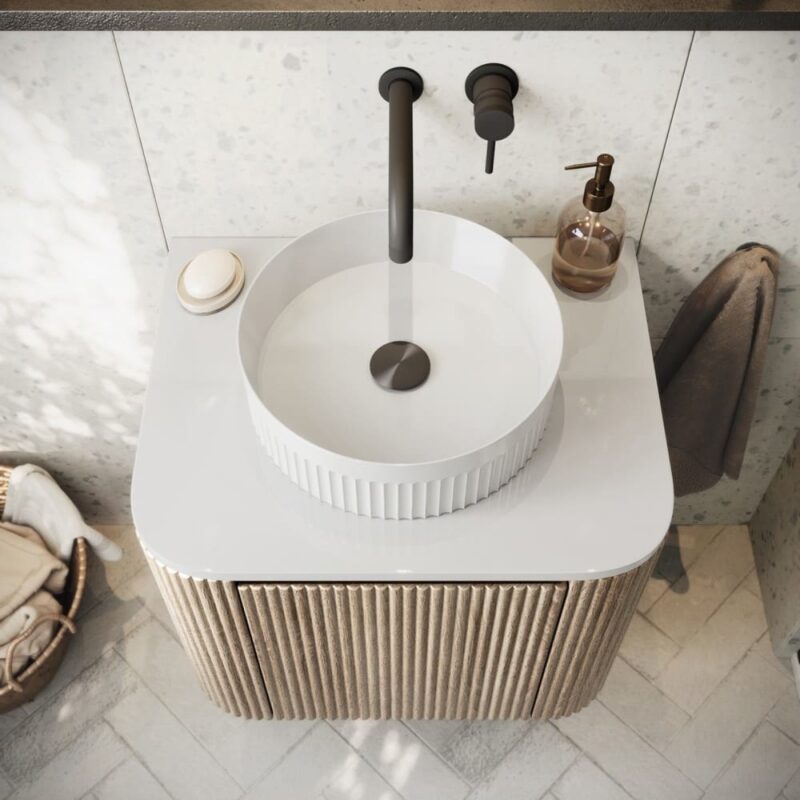 Scudo Fluted 355mm Round Countertop Basin