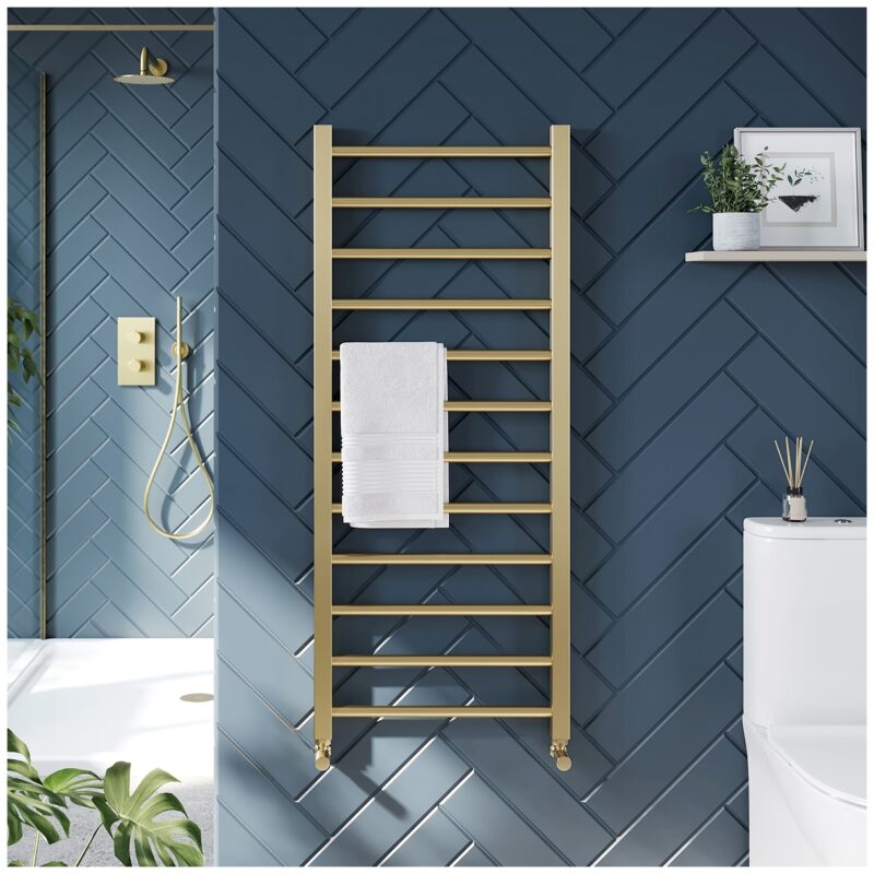Scudo Vibe Brushed Brass 500 x 1200mm Towel Radiator
