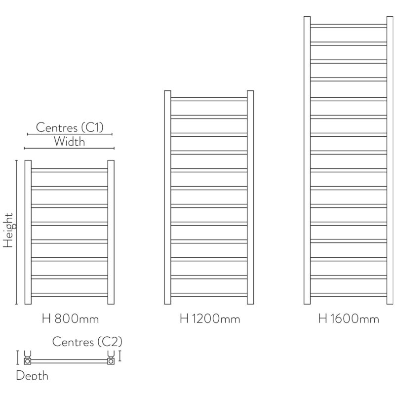 Scudo Vibe Brushed Brass 500 x 1200mm Towel Radiator