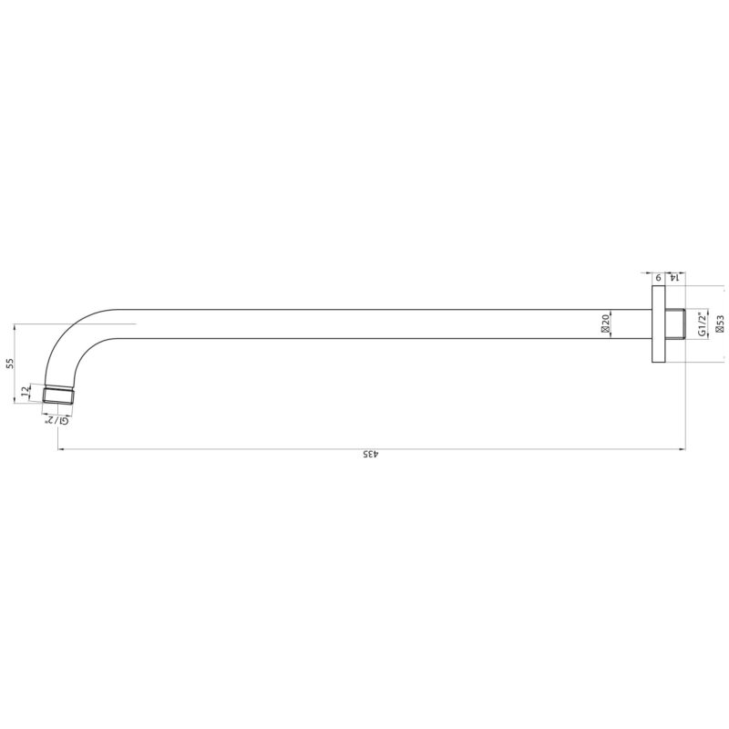 Scudo Round Extended Wall Shower Arm