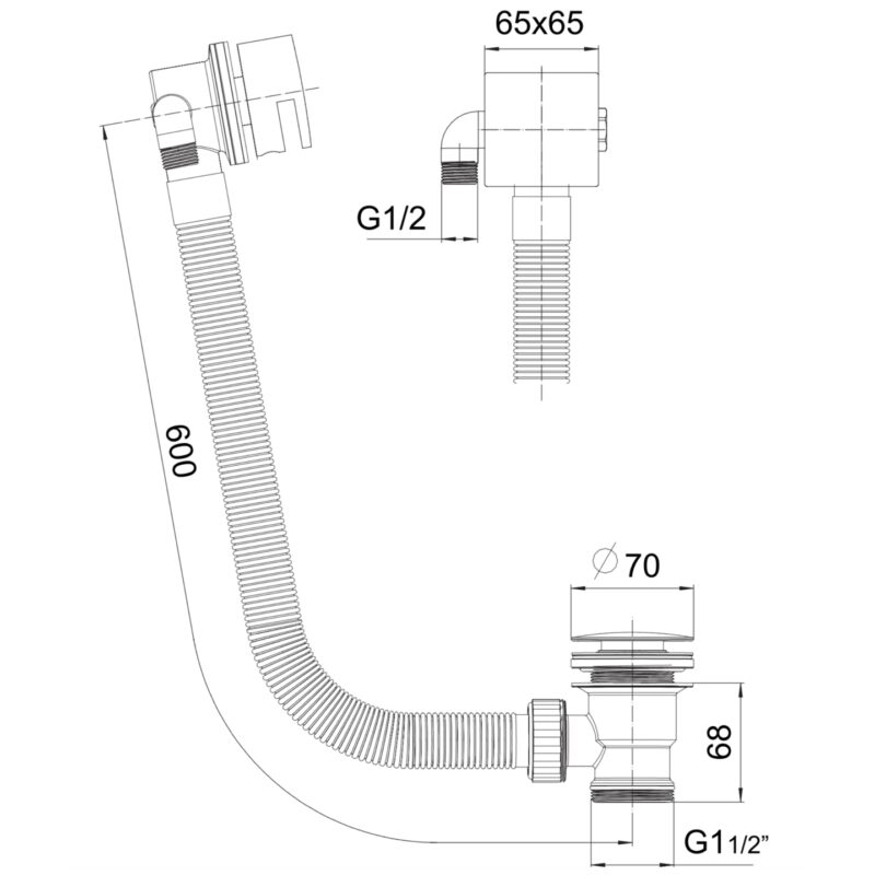 Scudo Square Bath Filler with Sprung Waste & Overflow