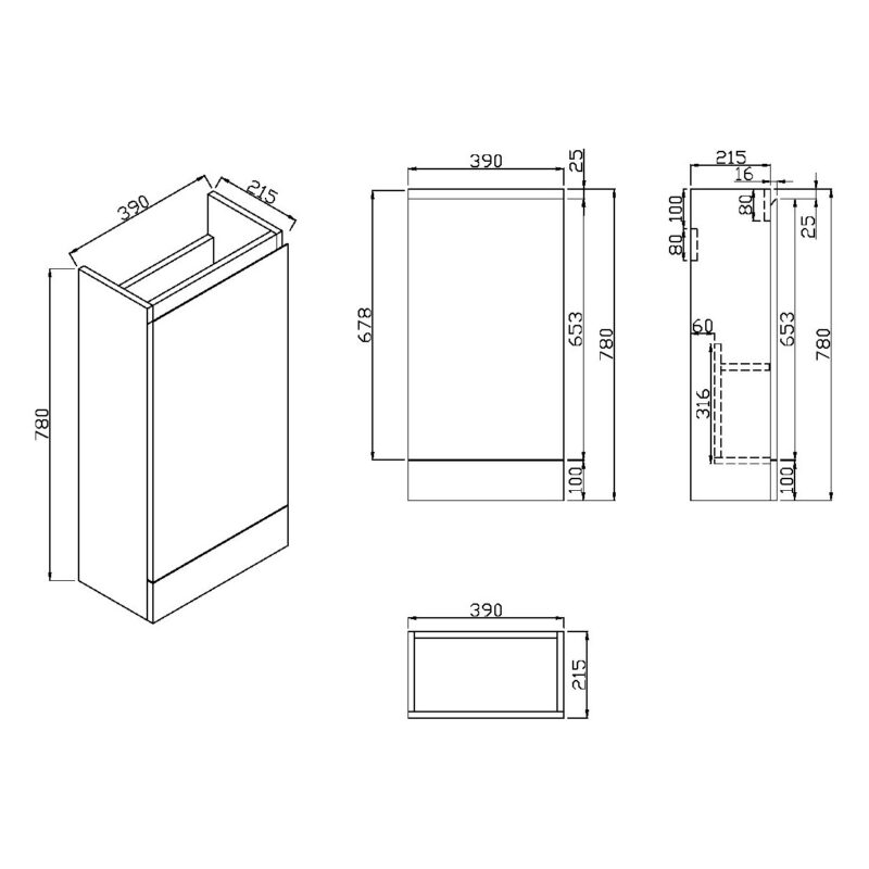 Scudo Waterguard Floor Mounted Cloakroom Basin Unit White