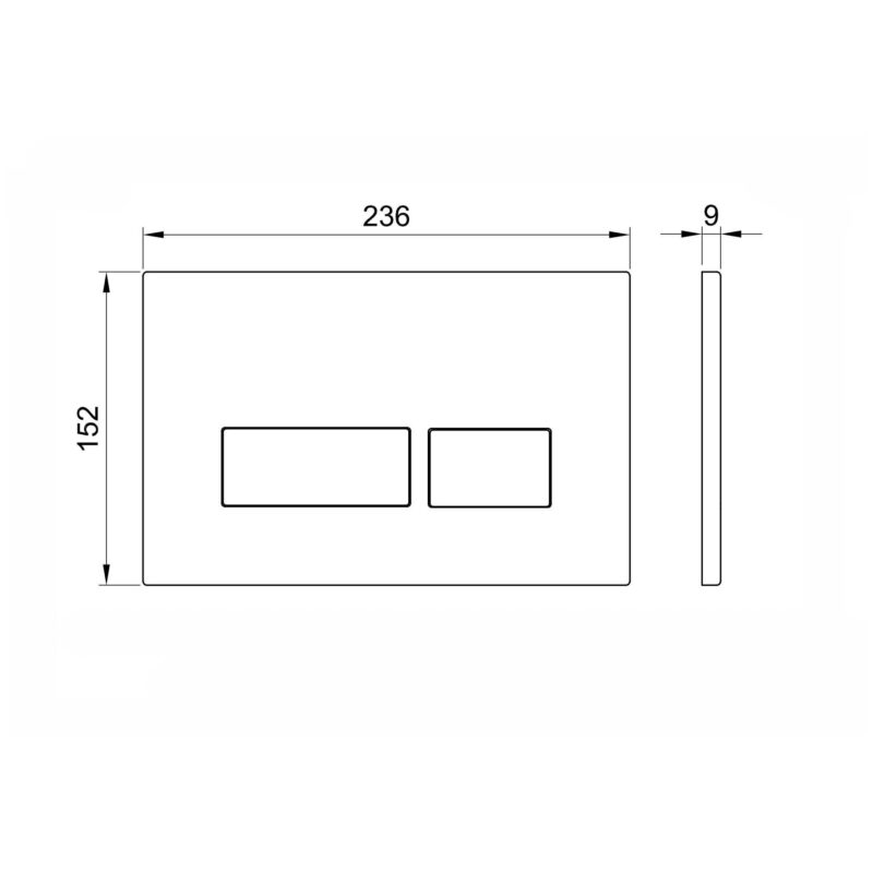 Scudo Dual Flush Plate with Square Buttons Black