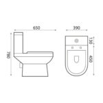 Scudo Spa Rimless Open Back Pan with Cistern & Soft Close D Shape Seat