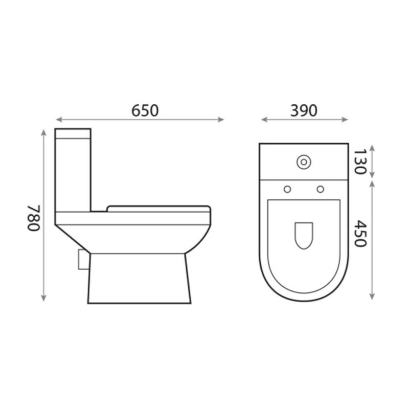 Scudo Spa Rimless Open Back Pan with Cistern & Soft Close D Shape Seat