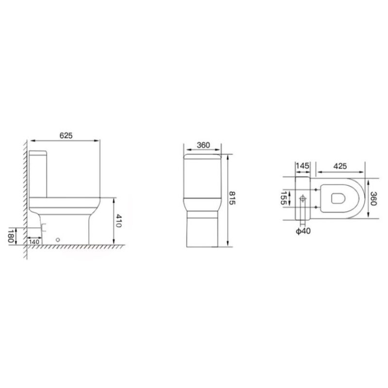 Scudo Spa Rimless Open Back WC Pan & Soft Close Seat (No Cistern)
