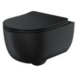 Scudo Riviera Rimless Round Wall Hung WC Pan & Soft Close Toilet Seat Black