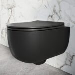 Scudo Riviera Rimless Round Wall Hung WC Pan & Soft Close Toilet Seat Black