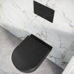 Scudo Riviera Rimless Round Wall Hung WC Pan & Soft Close Toilet Seat Black