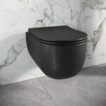 Scudo Riviera Rimless Round Wall Hung WC Pan & Soft Close Toilet Seat Black