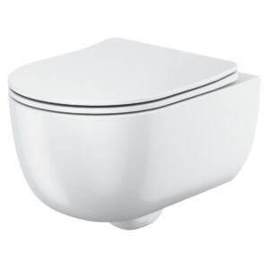 Scudo Riviera Rimless Round Wall Hung WC Pan & Soft Close Toilet Seat White