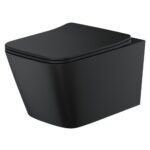 Scudo Riviera Rimless Square Wall Hung WC Pan & Soft Close Toilet Seat Black