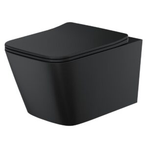 Scudo Riviera Rimless Square Wall Hung WC Pan & Soft Close Toilet Seat Black