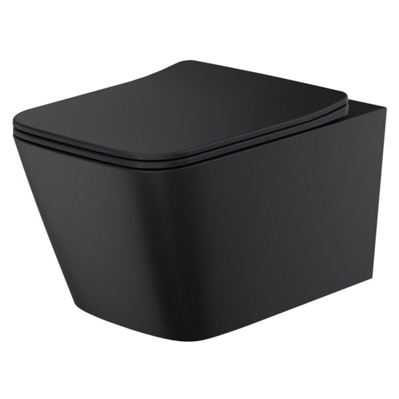 Scudo Riviera Rimless Square Wall Hung WC Pan & Soft Close Toilet Seat Black Scudo Riviera Rimless Square Wall Hung WC Pan & Soft Close Toilet Seat Black