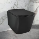 Scudo Riviera Rimless Square Wall Hung WC Pan & Soft Close Toilet Seat Black