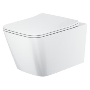 Scudo Riviera Rimless Square Wall Hung WC Pan & Soft Close Toilet Seat White