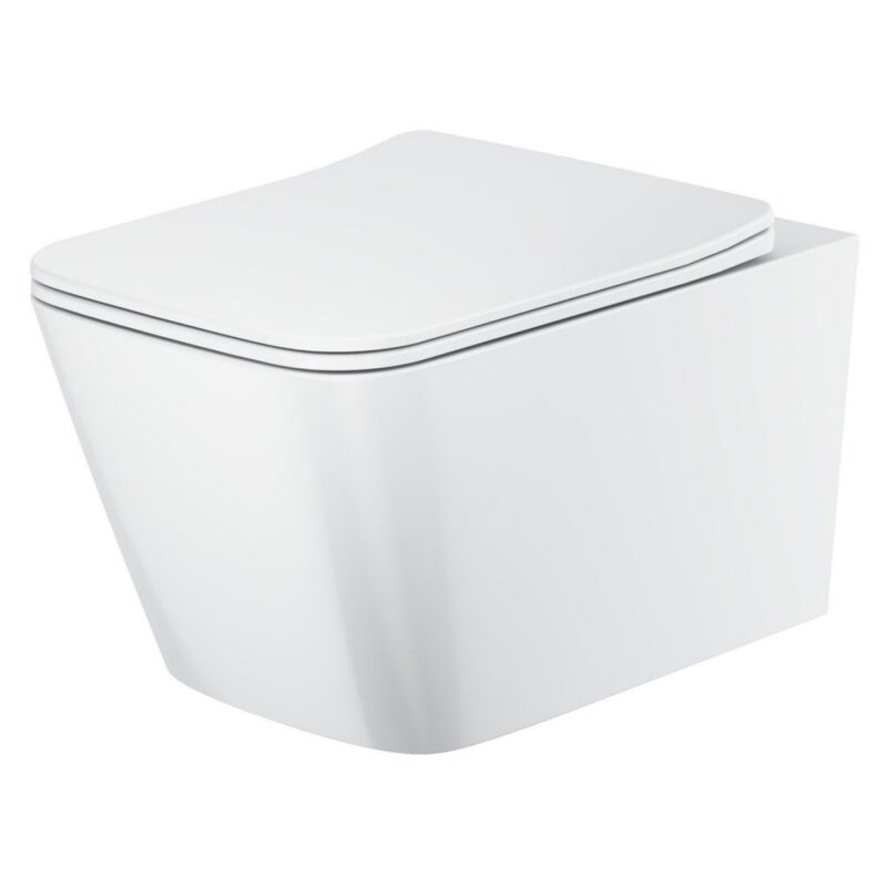 Scudo Riviera Rimless Square Wall Hung WC Pan & Soft Close Toilet Seat White Scudo Riviera Rimless Square Wall Hung WC Pan & Soft Close Toilet Seat White